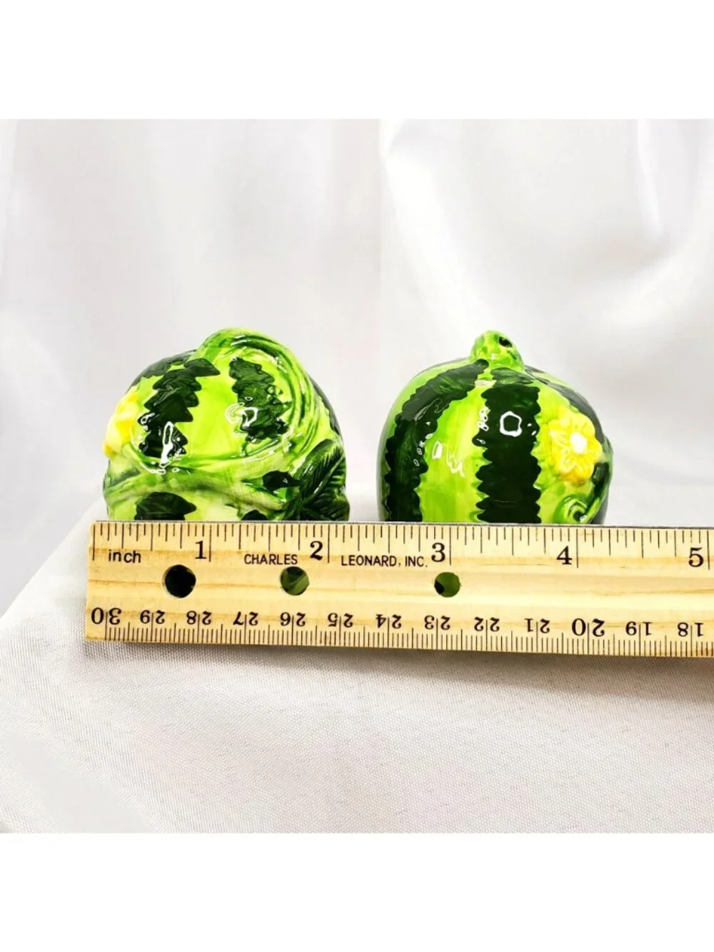 VTG Watermelon Ceramic Salt & Pepper Shakers Hand-Painted 2.75" Tall - Picture 5 of 10